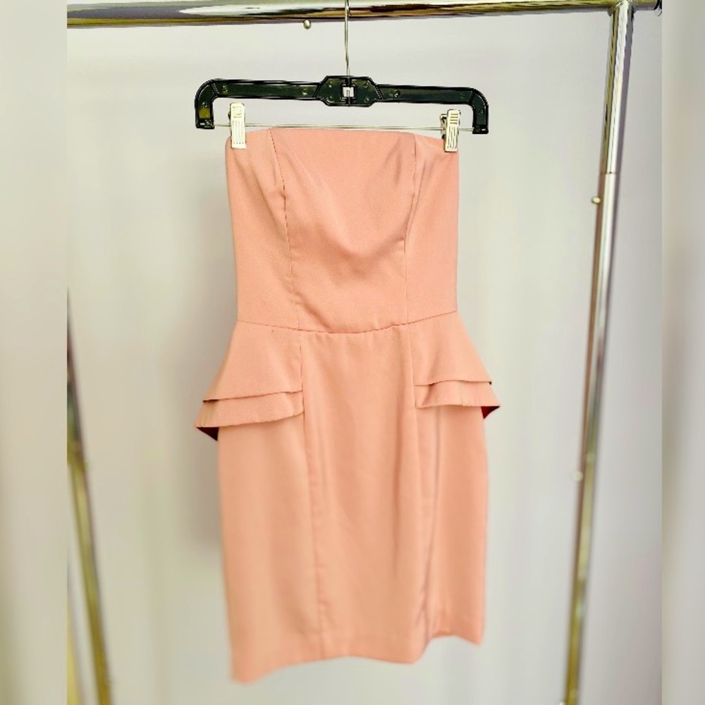 H&M Blush Pink Strapless Wedding Guest Dress